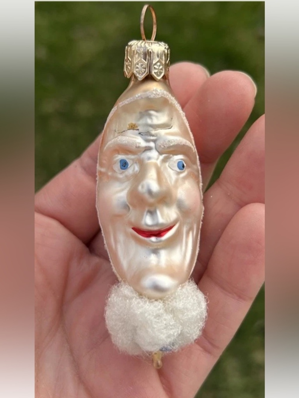 Radko Crescent Moon with Face Glass Christmas Ornament With Beard See Details